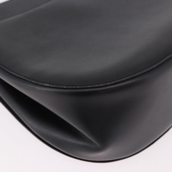 CELINE Shoulder Bag Leather Black Gold Auth 188390