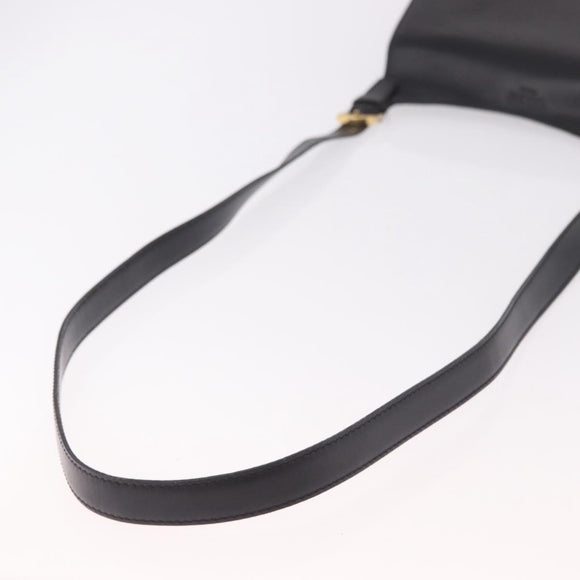 CELINE Shoulder Bag Leather Black Gold Auth 188390