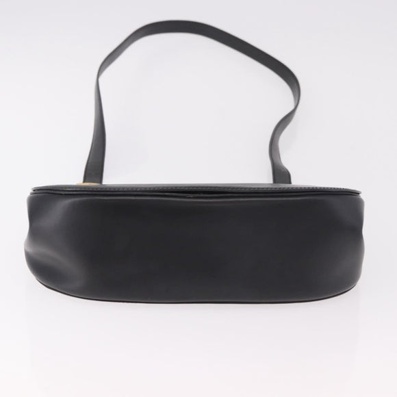 CELINE Shoulder Bag Leather Black Gold Auth 188390