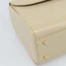 VALENTINO Hand Bag Leather Beige Gold Auth 188391-14