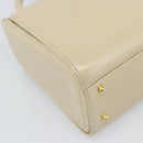 VALENTINO Hand Bag Leather Beige Gold Auth 188391-16
