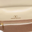 VALENTINO Hand Bag Leather Beige Gold Auth 188391-10