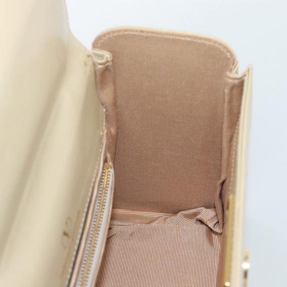 VALENTINO Hand Bag Leather Beige Gold Auth 188391