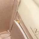 VALENTINO Hand Bag Leather Beige Gold Auth 188391-19