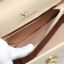 VALENTINO Hand Bag Leather Beige Gold Auth 188391-20