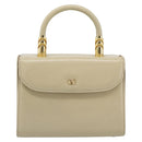 VALENTINO Hand Bag Leather Beige Gold Auth 188391-13