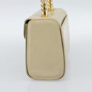 VALENTINO Hand Bag Leather Beige Gold Auth 188391-4