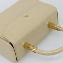 VALENTINO Hand Bag Leather Beige Gold Auth 188391-6