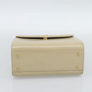 VALENTINO Hand Bag Leather Beige Gold Auth 188391-5