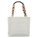 CHANEL Chain Hand Bag Leather White CC Auth 188392A-2