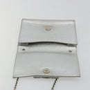 Salvatore Ferragamo Vara Ribbon Chain Shoulder Bag Leather Silver Auth 188398-10