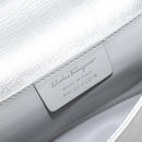 Salvatore Ferragamo Vara Ribbon Chain Shoulder Bag Leather Silver Auth 188398-12
