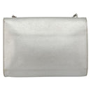 Salvatore Ferragamo Vara Ribbon Chain Shoulder Bag Leather Silver Auth 188398-2