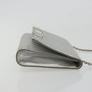 Salvatore Ferragamo Vara Ribbon Chain Shoulder Bag Leather Silver Auth 188398-3