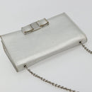 Salvatore Ferragamo Vara Ribbon Ketting Schoudertas Leer Zilver Authentiek 188398-6