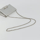 Salvatore Ferragamo Vara Ribbon Chain Shoulder Bag Leather Silver Auth 188398-7