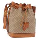 CELINE Macadam Canvas Shoulder Bag PVC Beige Gold Auth 188399-1