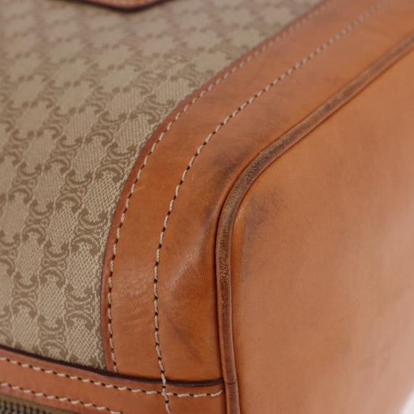 CELINE Macadam Canvas Shoulder Bag PVC Beige Gold Auth 188399