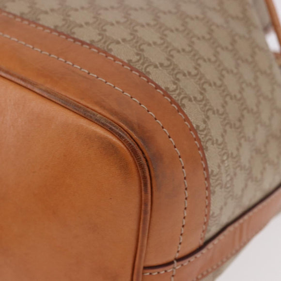 CELINE Macadam Canvas Shoulder Bag PVC Beige Gold Auth 188399