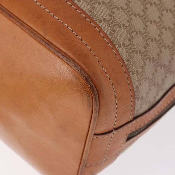 CELINE Macadam Canvas Shoulder Bag PVC Beige Gold Auth 188399
