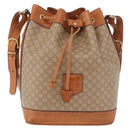 CELINE Macadam Canvas Shoulder Bag PVC Beige Gold Auth 188399-13