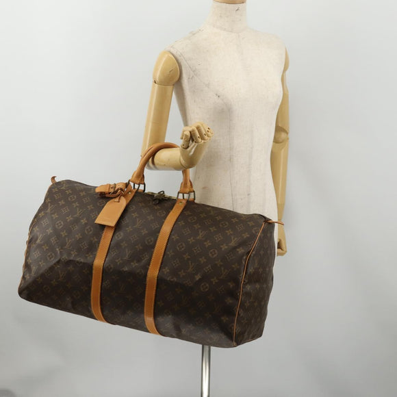 LOUIS VUITTON Monogram Keepall 55 Boston Bag M41424 LV Auth 188403V