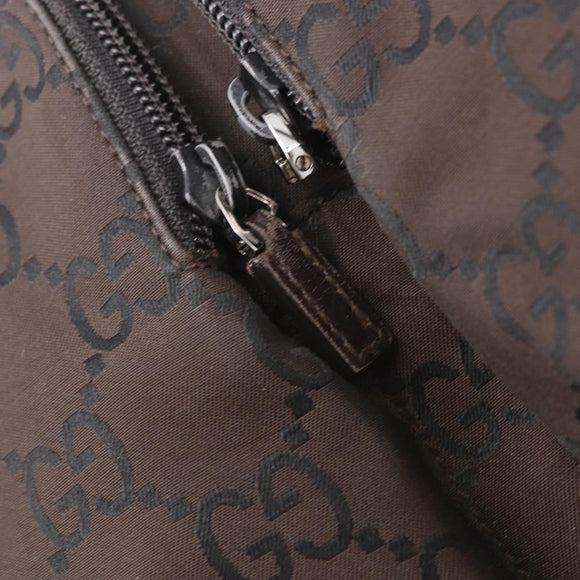 GUCCI GG Canvas Shoulder Bag Nylon Dark Brown Silver Auth 188409