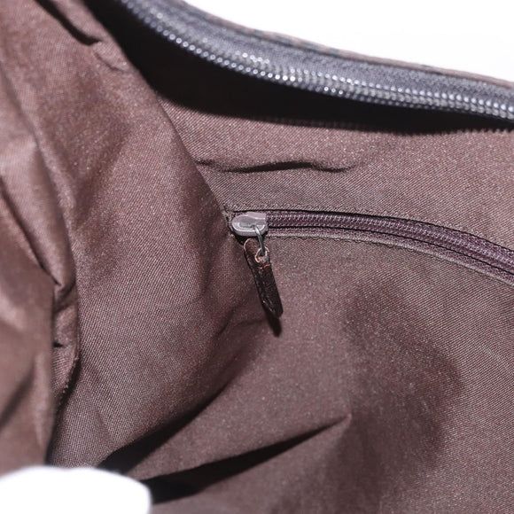 GUCCI GG Canvas Shoulder Bag Nylon Dark Brown Silver Auth 188409