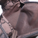 GUCCI GG Canvas Shoulder Bag Nylon Dark Brown Silver Auth 188409-25