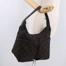 GUCCI GG Canvas Shoulder Bag Nylon Dark Brown Silver Auth 188409-26