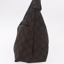 GUCCI GG Canvas Shoulder Bag Nylon Dark Brown Silver Auth 188409-3