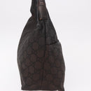 GUCCI GG Canvas Shoulder Bag Nylon Dark Brown Silver Auth 188409-4