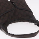 GUCCI GG Canvas Shoulder Bag Nylon Dark Brown Silver Auth 188409-6