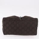 GUCCI GG Canvas Shoulder Bag Nylon Dark Brown Silver Auth 188409-5