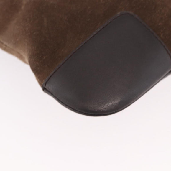 LOEWE Anagram Shoulder Bag Suede Brown Silver Auth 188410A