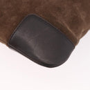 LOEWE Anagram Shoulder Bag Suede Brown Silver Auth 188410A-14