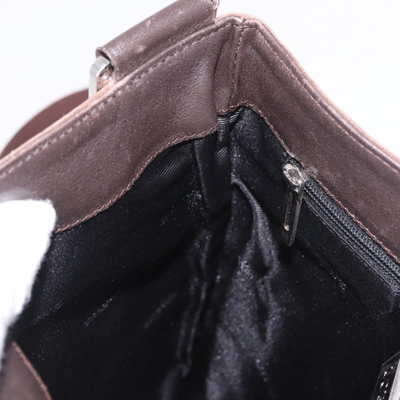 LOEWE Anagram Shoulder Bag Suede Brown Silver Auth 188410A