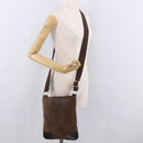 LOEWE Anagram Shoulder Bag Suede Brown Silver Auth 188410A-21