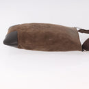 LOEWE Anagram Shoulder Bag Suede Brown Silver Auth 188410A-3
