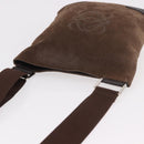 LOEWE Anagram Shoulder Bag Suede Brown Silver Auth 188410A-6