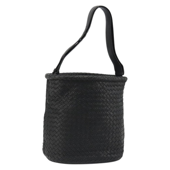 BOTTEGA VENETA INTRECCIATO Shoulder Bag Leather Black Auth 188414