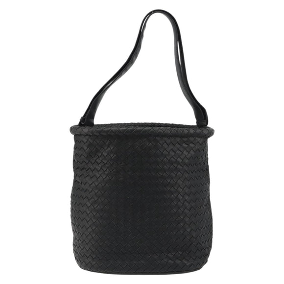 BOTTEGA VENETA INTRECCIATO Shoulder Bag Leather Black Auth 188414