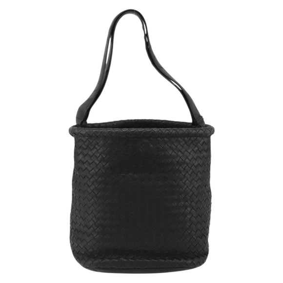 BOTTEGA VENETA INTRECCIATO Shoulder Bag Leather Black Auth 188414