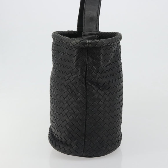 BOTTEGA VENETA INTRECCIATO Shoulder Bag Leather Black Auth 188414