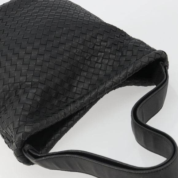 BOTTEGA VENETA INTRECCIATO Shoulder Bag Leather Black Auth 188414