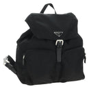 PRADA Backpack Nylon Black Silver 1BZ005 Auth 188429SAV-1