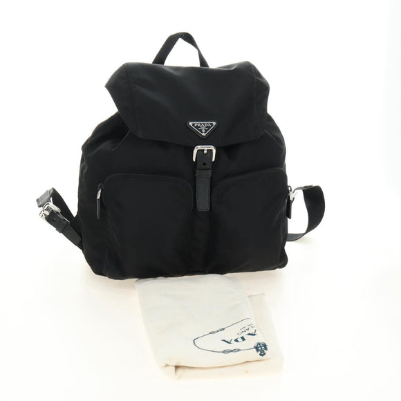 PRADA Backpack Nylon Black Silver 1BZ005 Auth 188429SAV