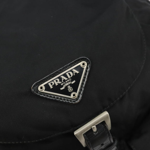 PRADA Backpack Nylon Black Silver Auth 188430