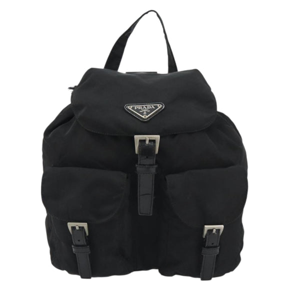 PRADA Backpack Nylon Black Silver Auth 188430