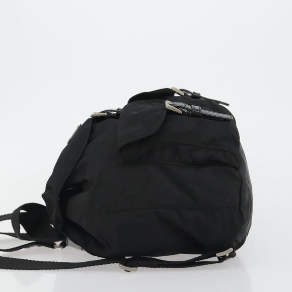 PRADA Backpack Nylon Black Silver Auth 188430